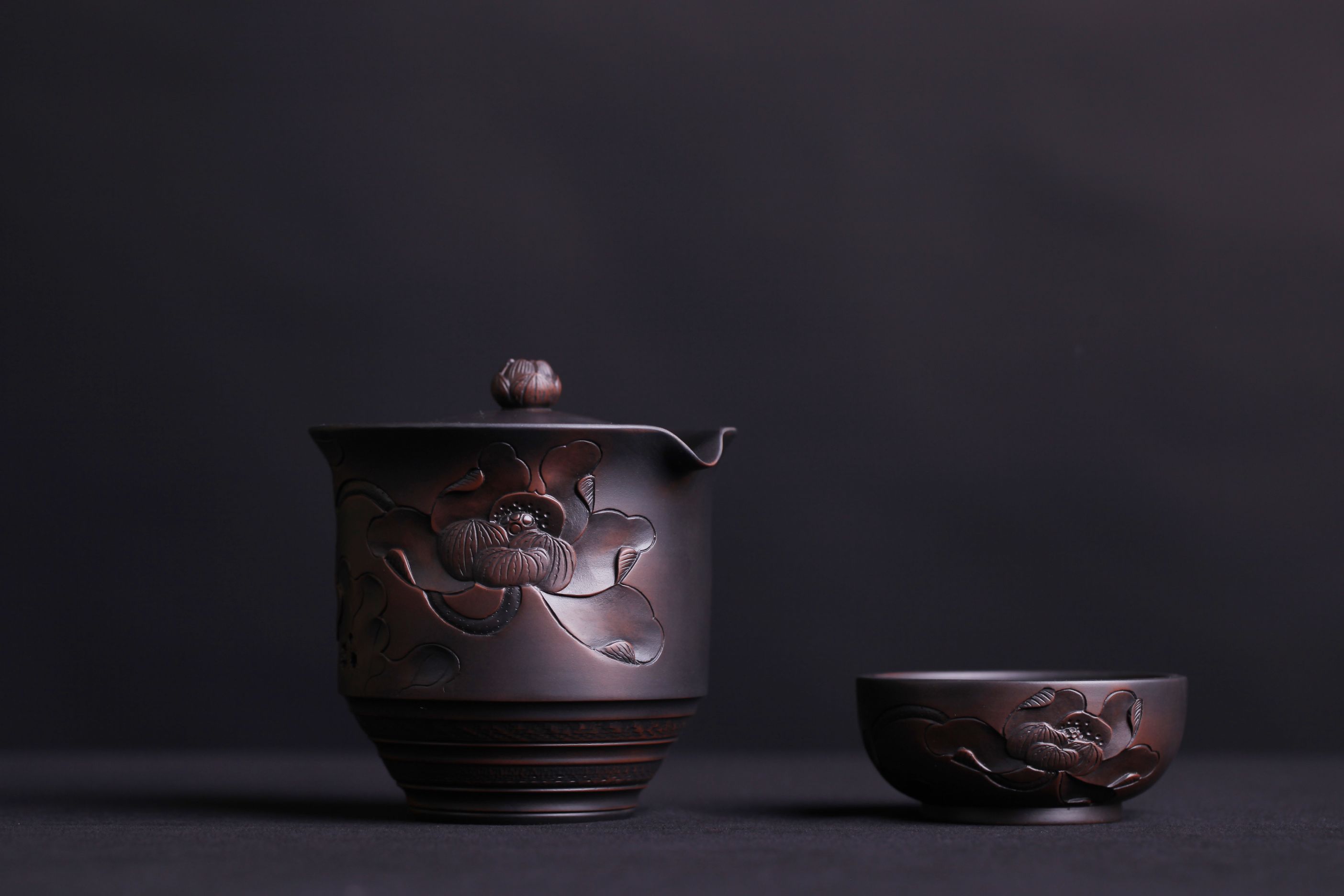 李正龙的作品-李正龙紫陶 浮雕茶器